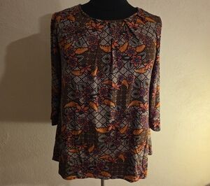 intro. Woman Floral Print 3/4 Sleeve Blouse Size 1X NWT